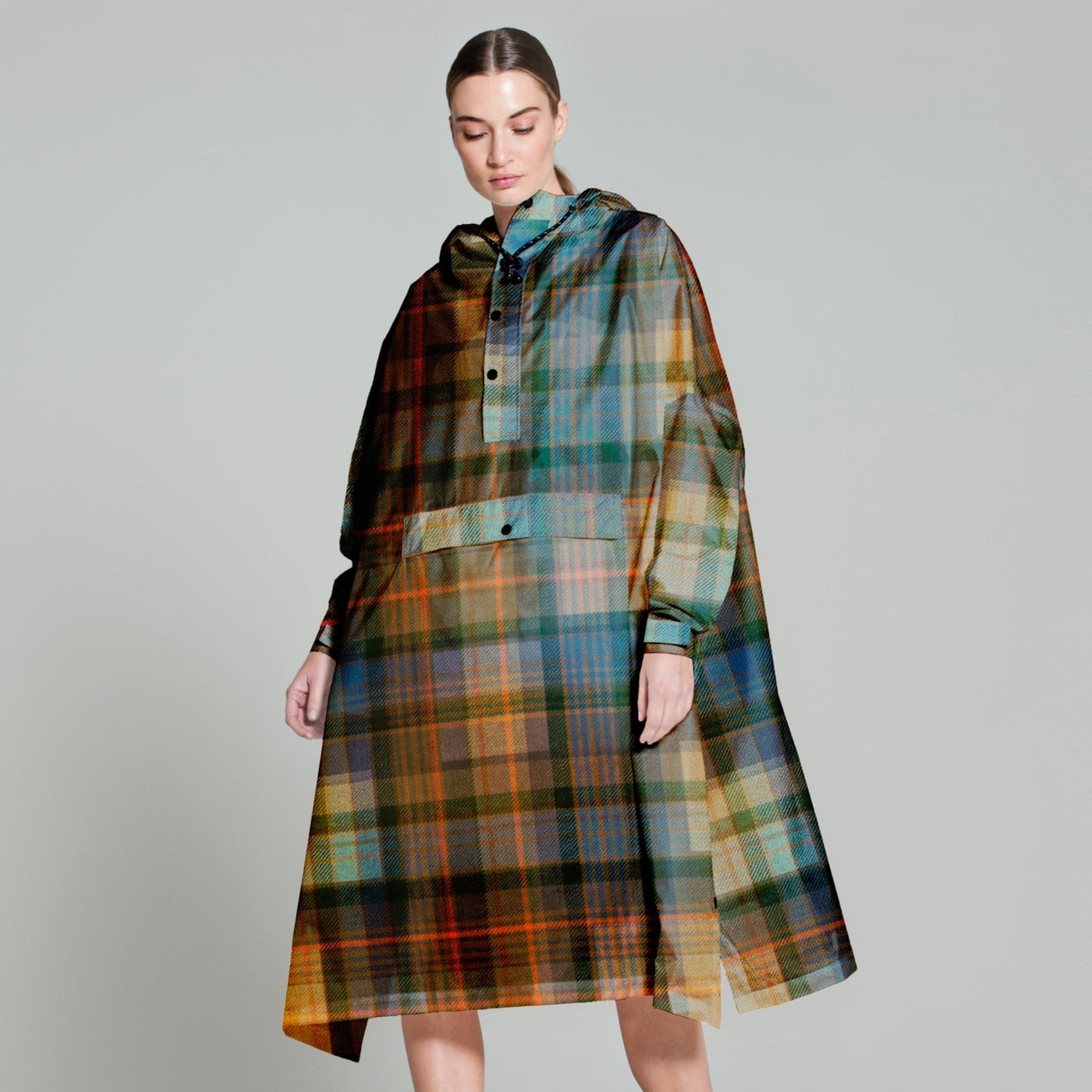 Regenponcho volwassen tartan - 1 maat