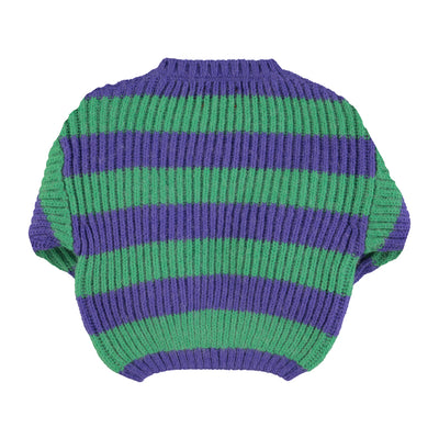 Piupiuchick - Knitted sweater kids green & purple stripes