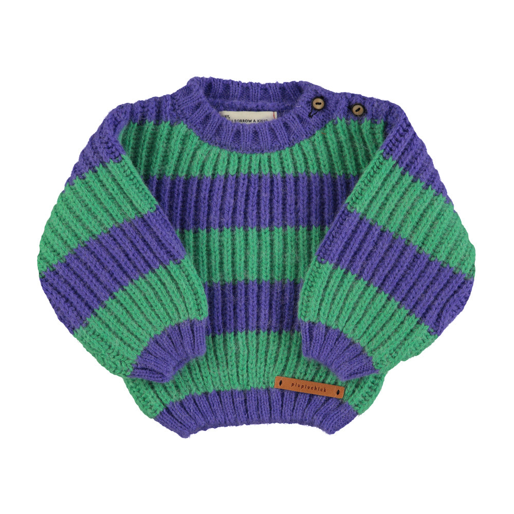 Knitted sweater babies green & purple stripes / Babylist Leo Goeteyn - De Clercq