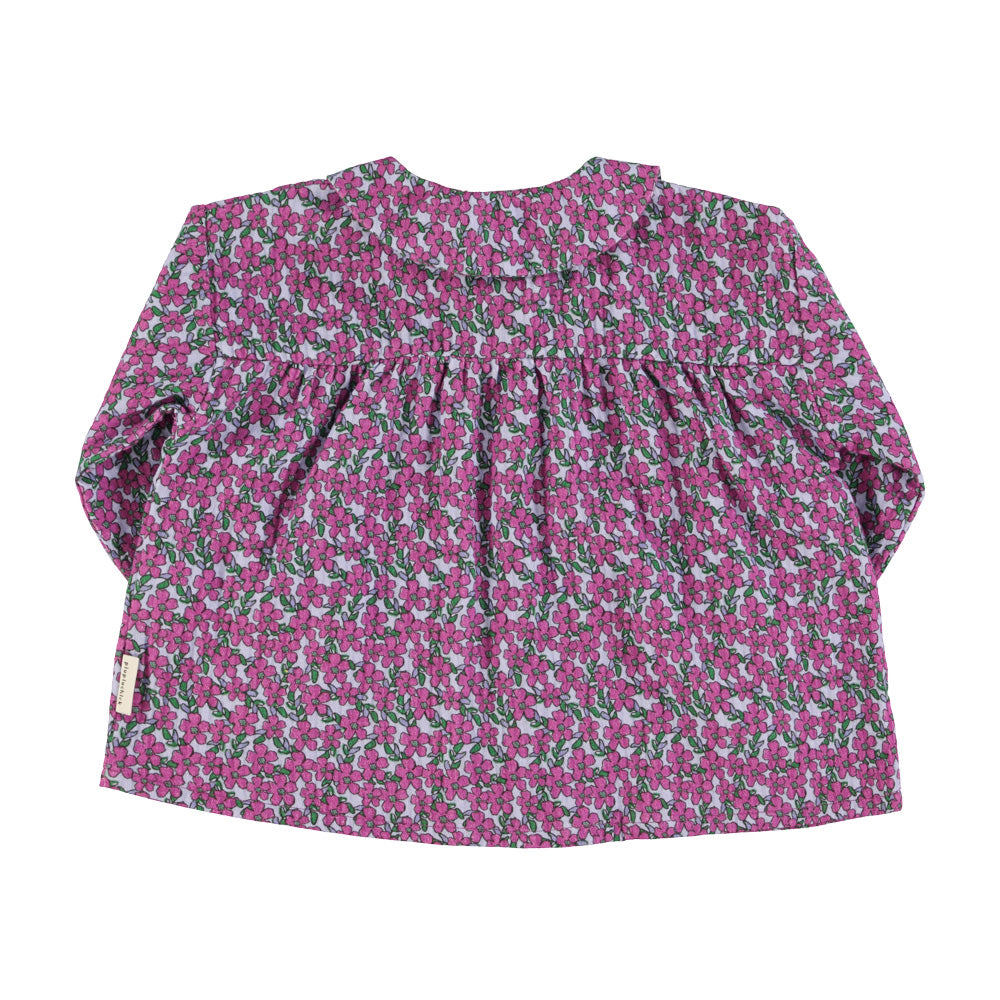 Peter pan collar blouse magenta flowers