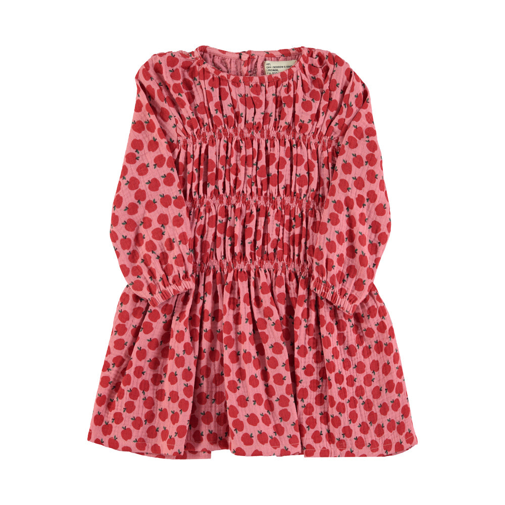 Piupiuchick - Short dress Pink red apples / 10y