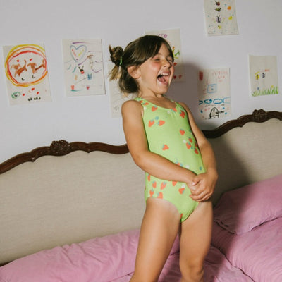 Yellow Pelota - Swimsuit strawberry green / 2y